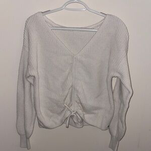 Women's White V-Neck Sweater